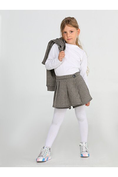 Casabony Houndstooth redőzött lány rövidnadrág + ing szett