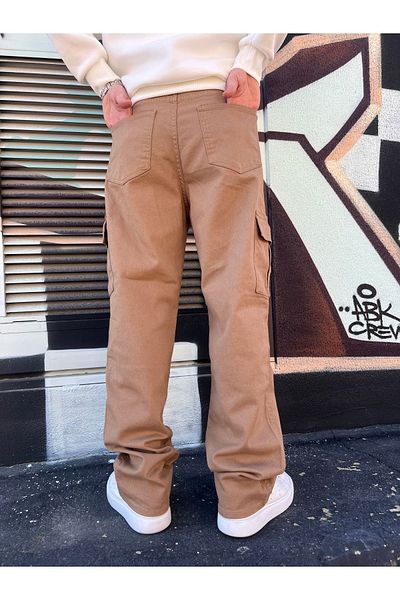 ElitWear Men's Gabardine Baggy Pants with Cargo Pockets