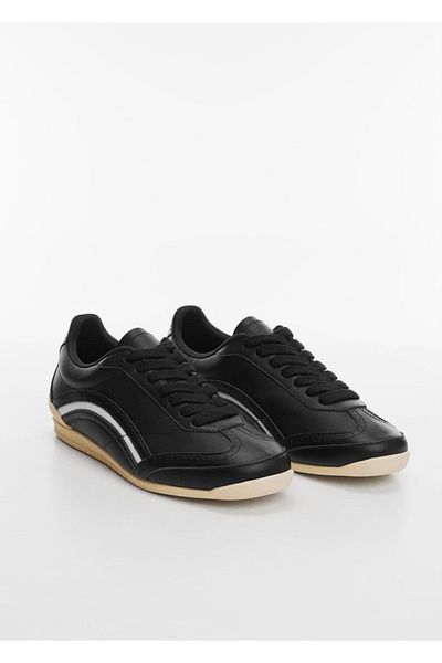 MANGO Woman Lace-up leather sneakers