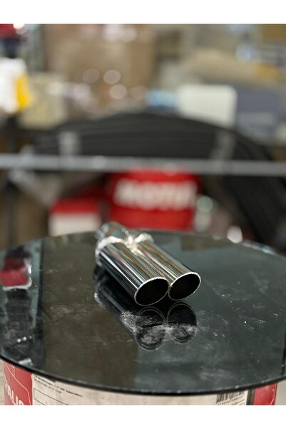 Emir garage Egzoz Kafalığı Nikelaj Çiftli Krom Küçük Metal Üniversal Ürün Küçük Model!!!!