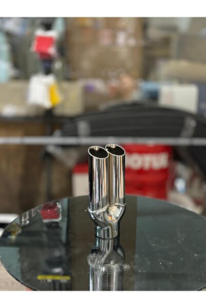 Emir garage Egzoz Kafalığı Nikelaj Çiftli Krom Küçük Metal Üniversal Ürün Küçük Model!!!!