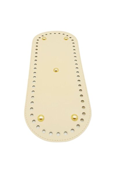 angel çanta aksesuar Angel Faux Leather Oval Bag - 30x12 Cm, Cream Color, Base with Light Gold Apparatus