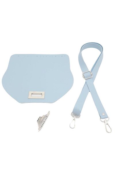 angel çanta aksesuar Angel Faux Leather Bag - 21x19 Cm, Cover and Adjustable, Baby Blue Color, Silver Meta Accessory