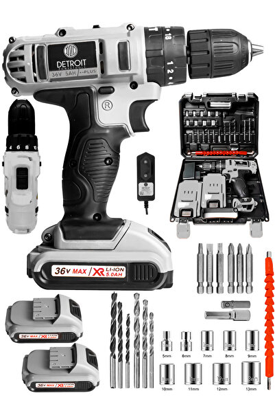 DETROİT TOOLS USA iTALY STYLE 24 V 5 Ah Li-on Darbesiz Çift Akülü Vidalama Şa...