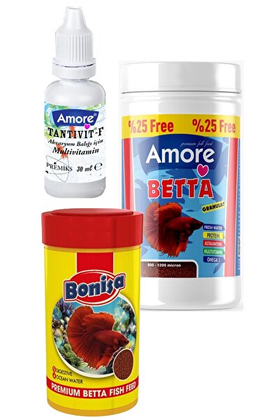 AMORE Betta Granules Fish Food 125ml, 100ml Bonisa Beta Balığı Yemi, Multivitamin