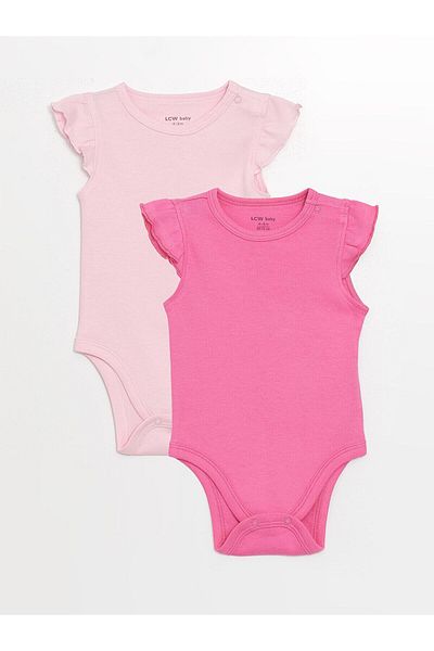 LC Waikiki Basic Snap-On Crew Neck Body for Baby Girl - Pack of 2