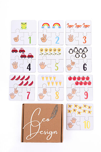 ceodesign لغز ثلاثي خشبي - أرقام ممتعة وتعليمية لتعلم رياض الأطفال والحضانة