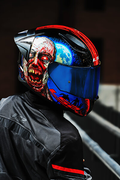 LS2 RAPID 2 RACE ZOMBIE SİYAH-KIRMIZI KASK
