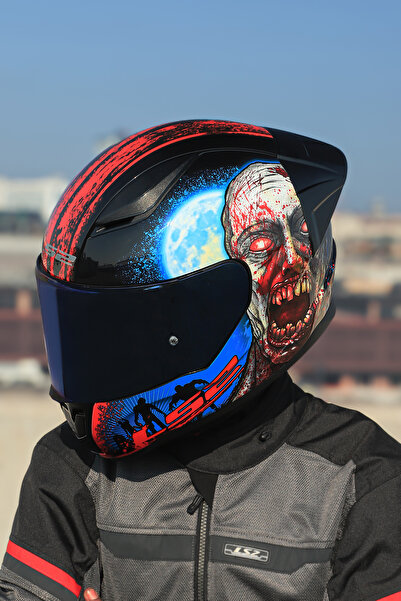 LS2 RAPID 2 RACE ZOMBIE SİYAH-KIRMIZI KASK