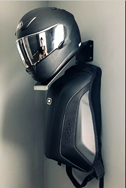 Hobi Demir Sanat Siyah Motosiklet Kask Tutucu + Kask Askısı + Teçhizat Askısı