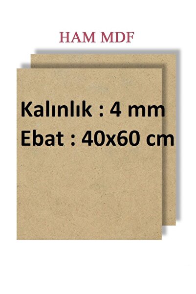 mobilreyon 2 Adet Duralit Ham Mdf , 40x60 cm Ebat , 4 mm kalınlık , Boyama Ho...