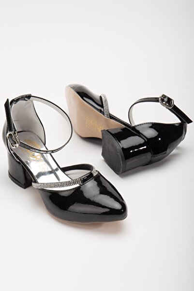 miram shoes Kız Çocuk Siyah Abiye Topuklu Ayakkabı