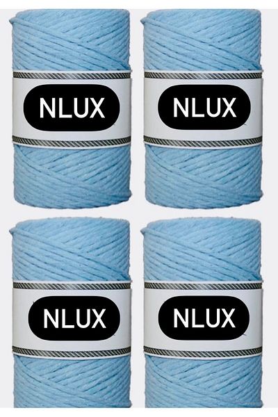 NLUX 1 Kg Μακραμέ Τάραμα - 3,0/3,5 mm, 4x250 gr Βαμβάκι