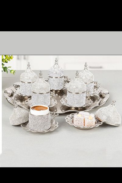 bigiyin 6-Piece Coffee Cup Set Crystal Stone Coffee Cup Espresso Set 27 Pieces