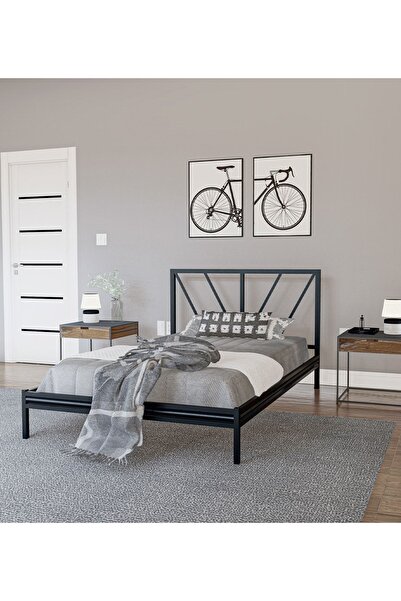 Metalia Gm 228 Gözde Siyah Dublex Tek Kişilik Karyola 90x190