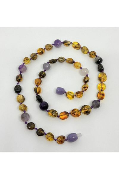 Tesbihci Efendi Drop Amber Child Youth Amethyst Design Necklace 40cm
