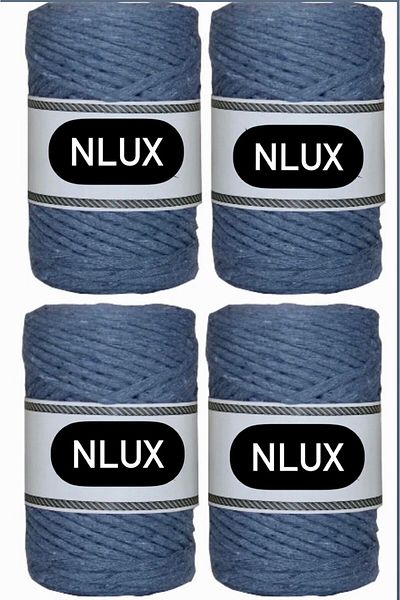 NLUX 1 Kg Μακραμέ Τάραμα - 3,0/3,5 mm, 4x250 gr Βαμβάκι