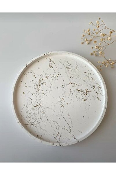 stone powder decorative Gold Mermer Efekt Yuvarlak Beton Sunum Tepsisi