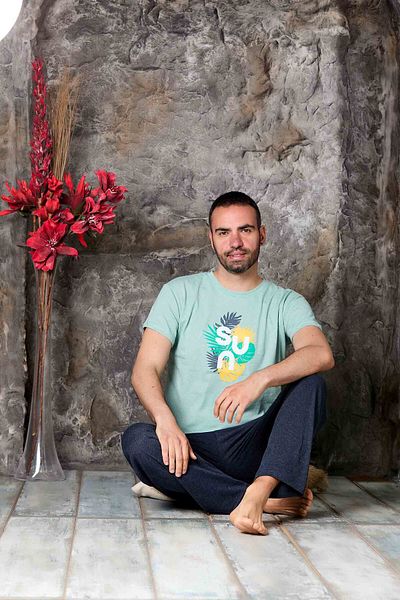 Sude HOMEWEAR Ανδρικό σετ κοντομάνικη πιτζάμες Letter