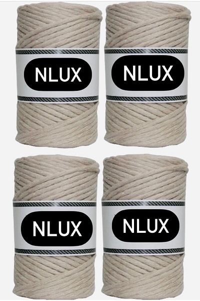 NLUX 1 Kg Μακραμέ Τάραμα - 3,0/3,5 mm, 4x250 gr Βαμβάκι