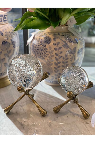 Dekordan House 2’li Pirinç Kristal Küre