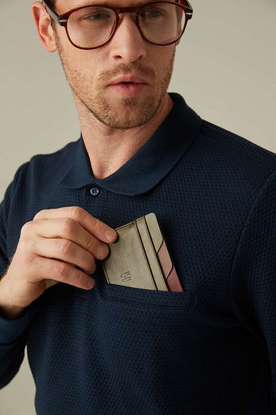HELMBROOK Elton Genuine Leather Khaki(Plus Color) Men's Thin Design Multi-Compartment Rfid Protection Card Holder