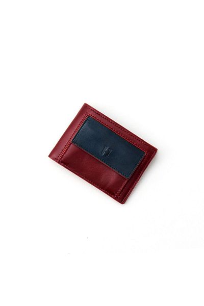 HELMBROOK Rigby Genuine Leather Burgundy-Navy Blue Men's Pocket Design Multi-Compartment Rfid Protection Wallet