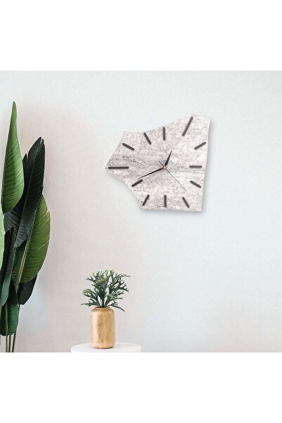 CajuArt Decorative Asymmetrical Shaped Marble Patterned Modern Wooden Wall Clock