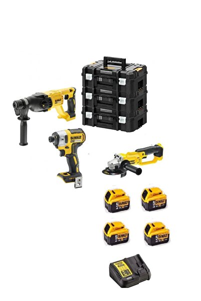 Dewalt DCH133NT( 2.6J )+DCF887NT( 206 NM )+DCG412NT( 125 MM )+ 4ADET 5 AMPER BATARYA +1 ADET DOLUM CİHAZI