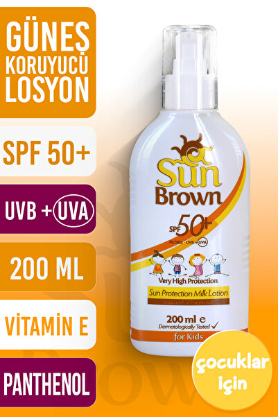 Sun Brown Spf 50 Çocuklar Için Hassas Güneş Koruyucu Vücut Losyonu 200ml