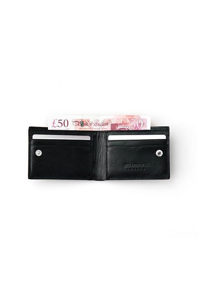 HELMBROOK Rigby Genuine Leather Black Men's Pocket Design Multi-Compartment Rfid Protection Wallet