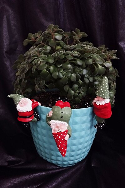 herteldenhobies Boyalı Üçlü Noel Baba Teraryum Obje Saksı Süsü Dekoratif Obje...