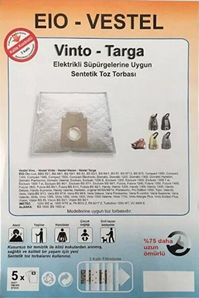 Vestel Dust Bag Synthetic Fabric for Targa Duo 2000 Compatible Vacuum Cleaner...