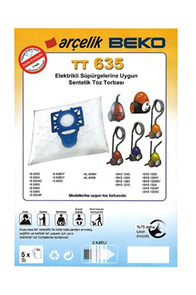 VAKUM Σακούλα σκόνης ηλεκτρικής σκούπας Arçelik S 6350 6355 6360 6380 Y Yp (2...