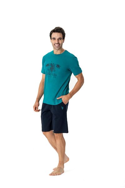 U.S. Polo Assn. Set pantaloni scurți verzi cu gât rotund pentru bărbați 18775