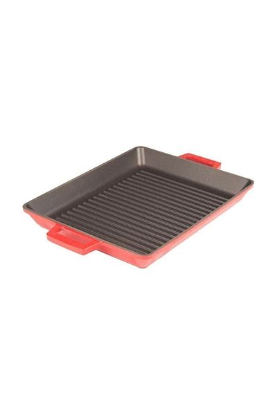 Lava Casting Rectangular Grill Pan Cast Iron Solid Double Handled Dimensions 26x32cm.