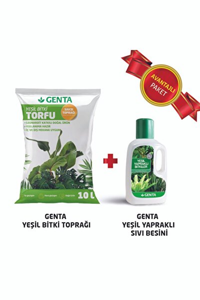 Genta Yeşil Yapraklı Bitki Bakım Seti - Yeşil Bitki Toprağı - Yeşil Bitki Besini