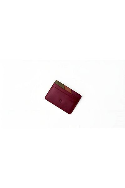 HELMBROOK Elton Men's Burgundy Leather Slim Design - Multi-Compartment RFID Protected Card Holder