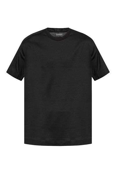 Emporio Armani Tricou negru pentru bărbați - croială normală, bumbac, mânecă scurtă, cu logo-ul mărcii 6D1TD6 1JOSZ-0999