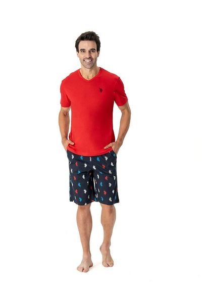 U.S. Polo Assn. Men's Red V-Neck Shorts Set 18770