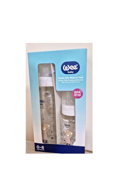 Wee Baby Classic Glass Baby Bottle Set 250-125 ml