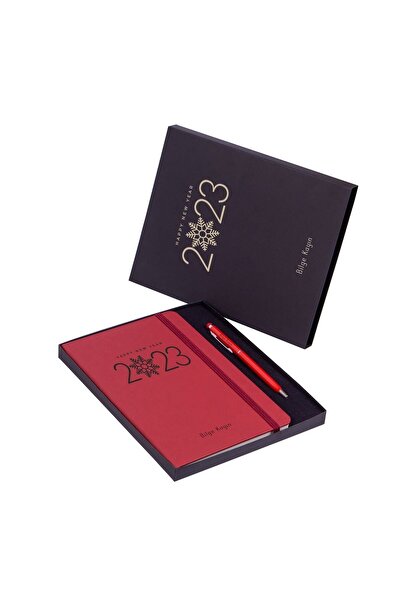 Kitaplı Hediye Kar Tanesi Tasarımlı Mutlu Yıllar Ajanda-kalem Hediye Kutusu -...