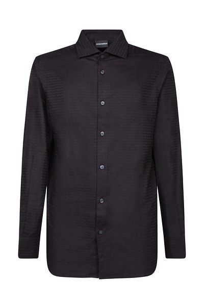 Emporio Armani Black Men's Shirt - Button, Long Sleeve, Shirt Collar 6D1C86 1NIUZ-F018