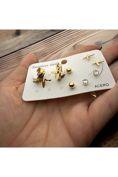 MAT STORE GOLD COLOR MULTI STEEL EARRINGS