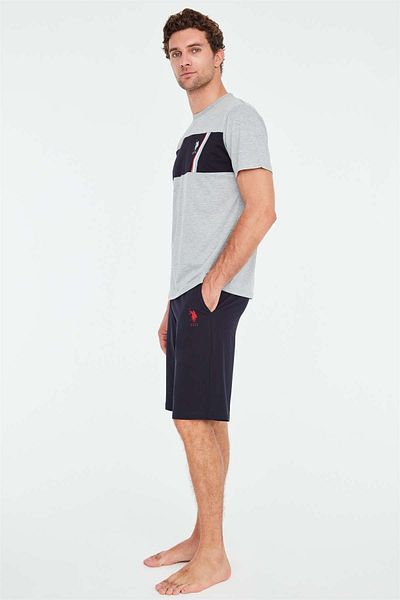 U.S. Polo Assn. Us Polo Assn. 18663 - Men's Gray Melange T-Shirt and Shorts Pajama Set