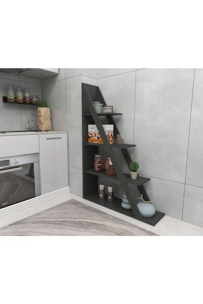 ARNETTİ Arven Antrasit Mutfak Rafı – 4 Raflı Açık Depolama Ünitesi