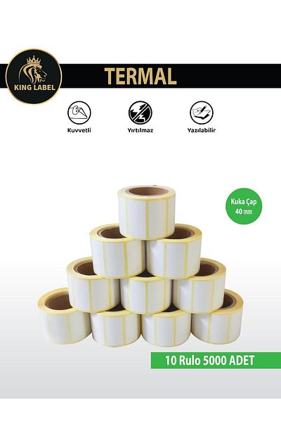 KİNG LABEL Etichetă termică cu coduri de bare 40x20 10 role de 500 de role