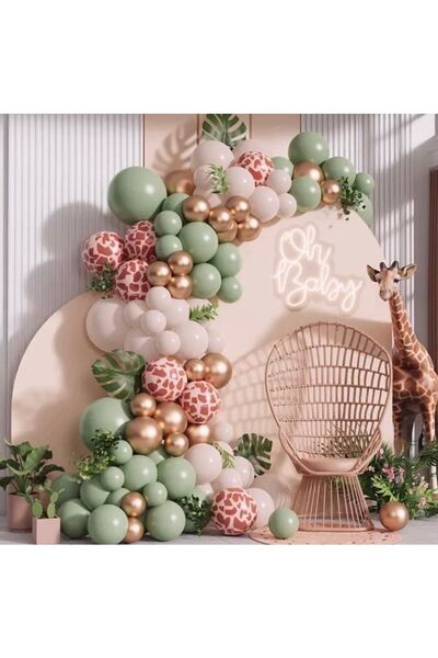 Öztürkpartievi Küf Yeşili Safari Konsept Balon Zinciri