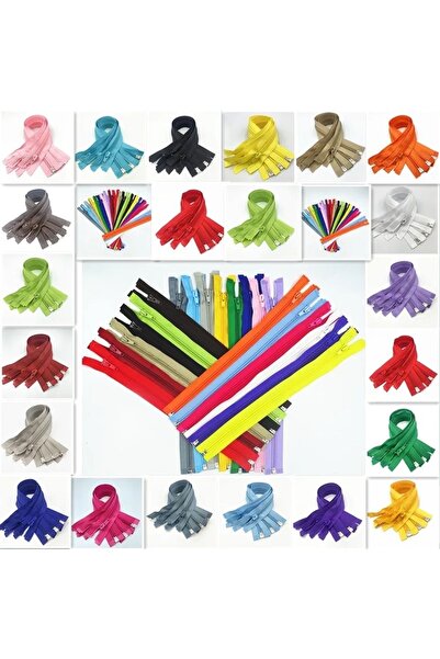 e tuhafiye 5 Adet Kemik 5 Adet Tip10 Renkli Fermuar (30-35 CM)