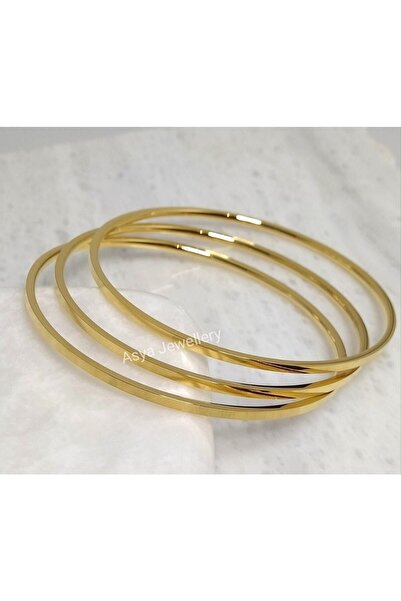 Asya Jewellery 3 Adet Küçük Boy Kibrit Çöpü Model Çelik Ince Ajda Bilezik